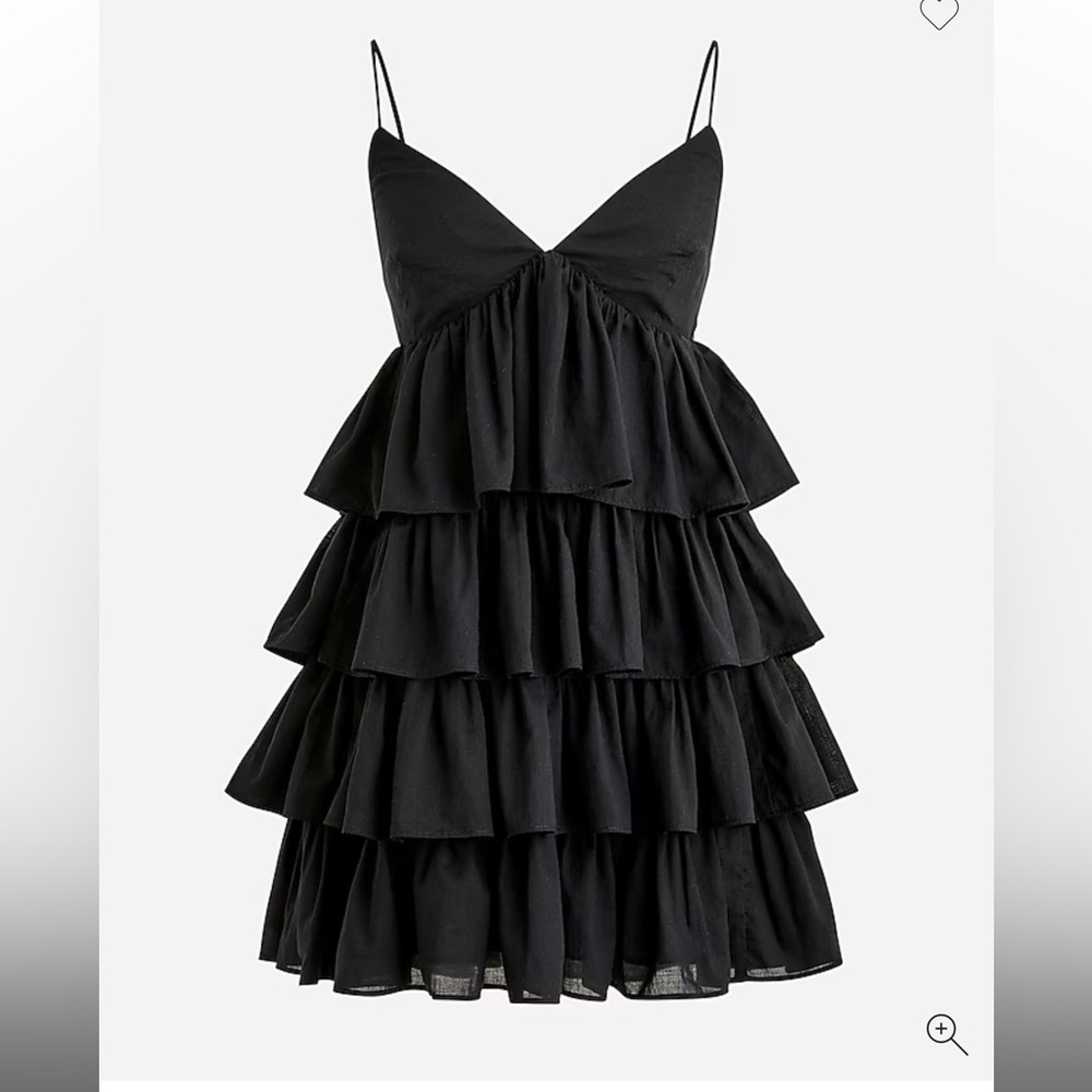 J. Crew Black Tiered Ruffle Cocktail Dress